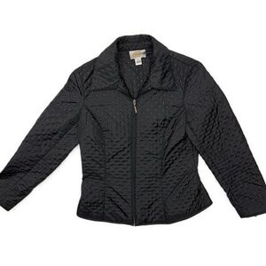Talbots Petite Size 2 Quilted Collared Jacket Zipper‎ Front